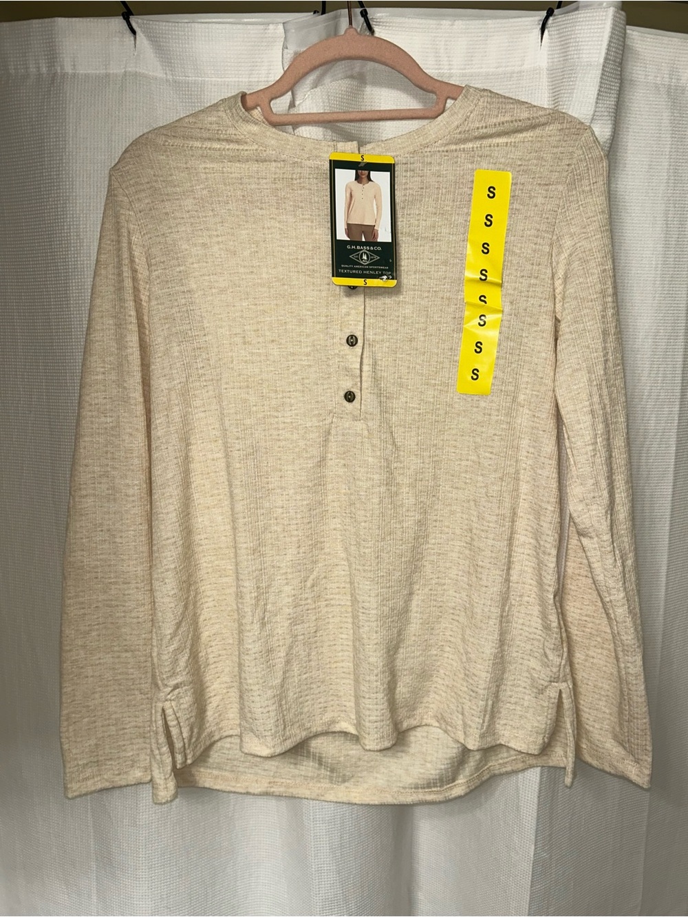 G.H. Bass & Co. Women's Cream Scoop Neck Henley Sweater